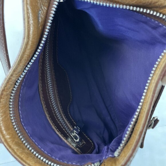 TANO Leather Crossbody Purse Shoulder Bag Small Brown Zip Closure Made In Italy - Picture 7 of 12